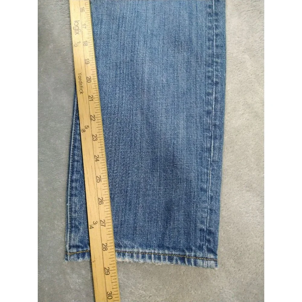 J Crew Jeans Mens 34x30 Blue Denim 484 Slim Fit Tapered Leg Mid Rise Distressed - Picture 5 of 11